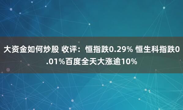 大资金如何炒股 收评：恒指跌0.29% 恒生科指跌0.01%百度全天大涨逾10%