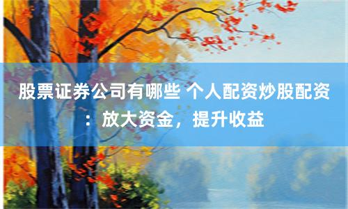 股票证券公司有哪些 个人配资炒股配资：放大资金，提升收益